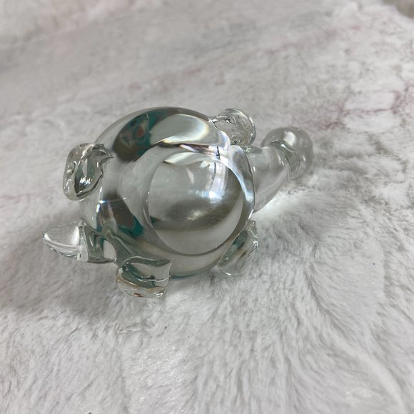 Vintage Art Glass Blown Glass paperweight Turtle clear - Picture 4 of 9
